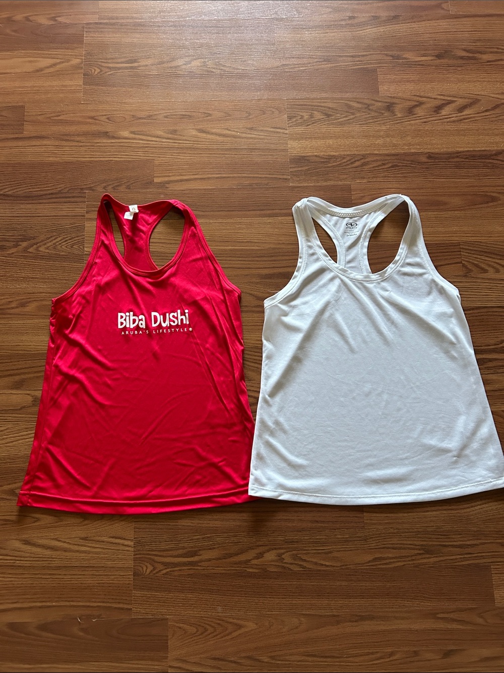 Biba Dushi Red Logo Racerback Tank + White Racerback Tank